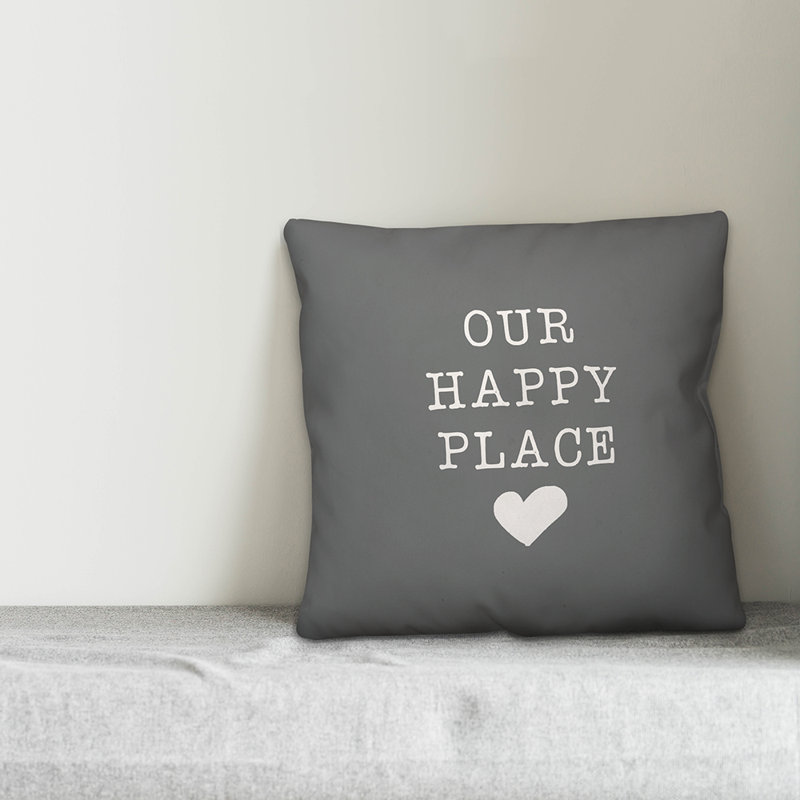 Textual Outdoor Throw Pillow, 20" H x 20" W, Gray/White
