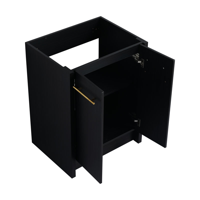 Meuble-lavabo moderne de 24 po avec lavabo en résine, porte à fermeture en douceur, châtaignier noir, - finition, charnières de rangement spacieuses, concept de design luxueux, spacieux