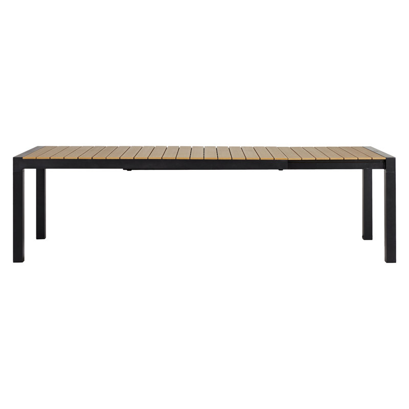 Marial Rectangular Metal Extendable Outdoor Dining Table , 205cm cm W 100cm cm D, Teak