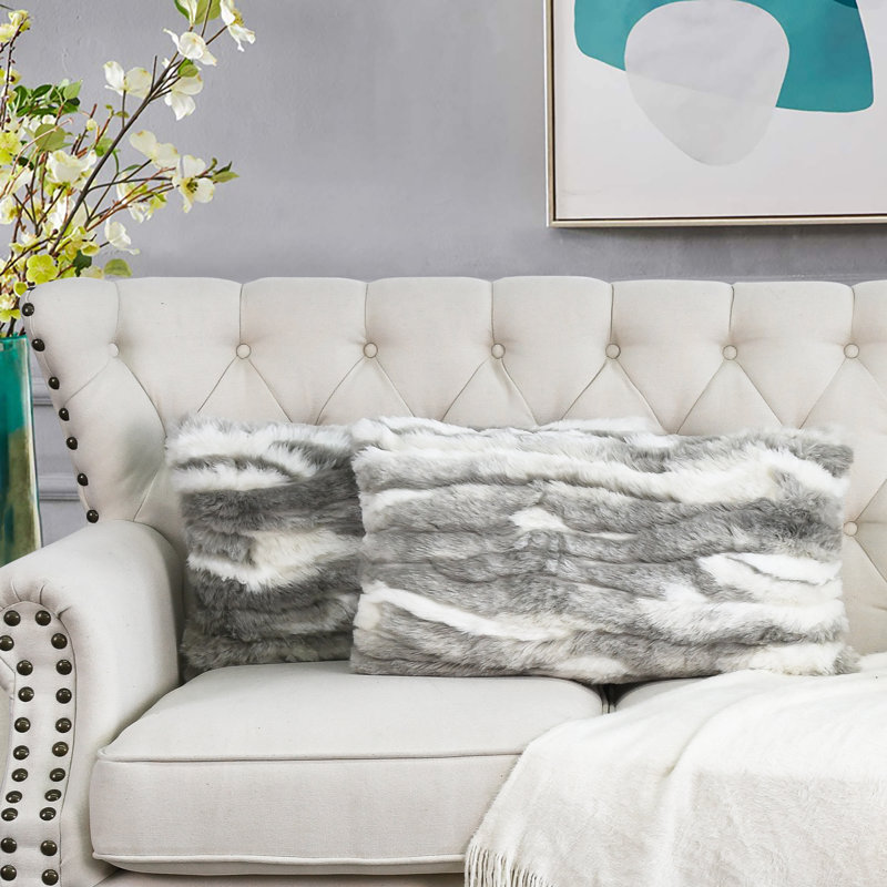Abstract Rectangular Cushion Cover, Grey