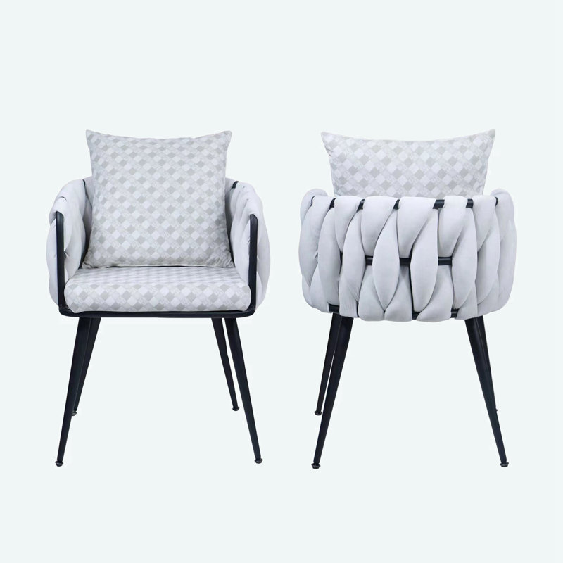 Maylyn 18'' H Tufted Velvet Armchair, White