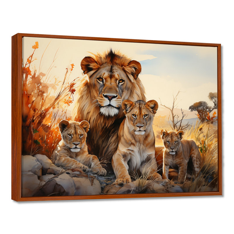 «African Shades Of Loins» sur toile, H 34 po x l 44 po x P 1,5 po, Cadre flottant brun