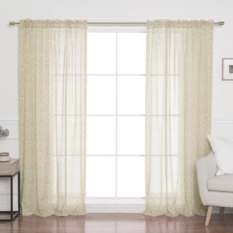 Panneau coulissant géométrique avec passe-tringle, Beige