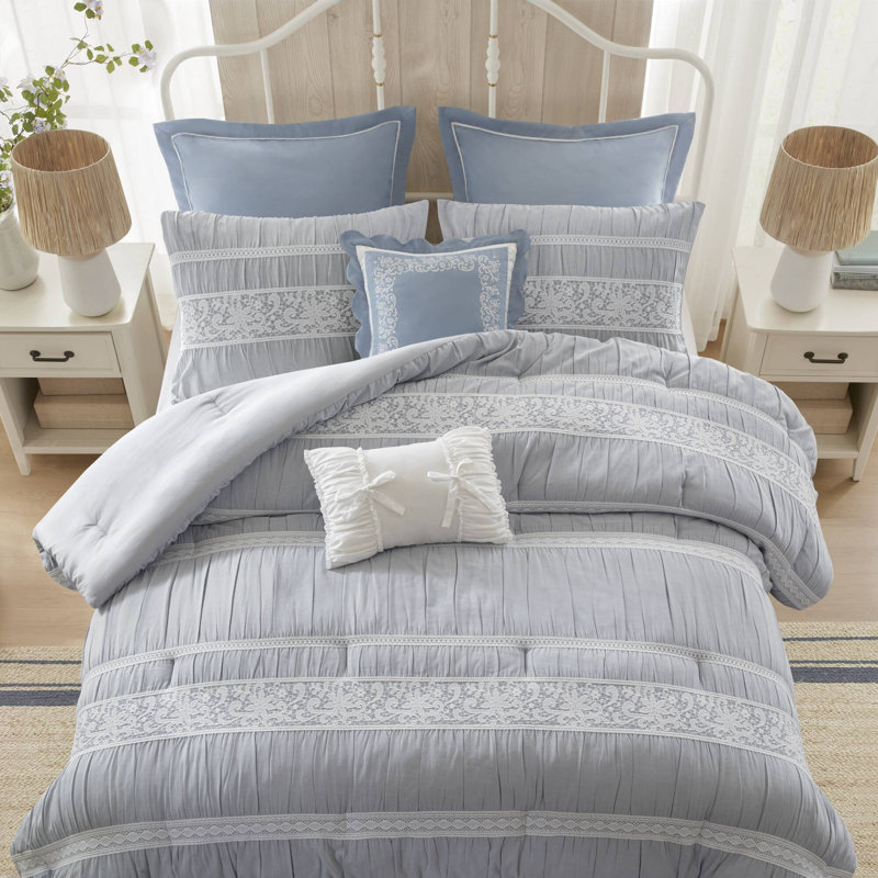 Cozy 7 Piece Bedding Sets, Polyester King Shabby Chic Home Style