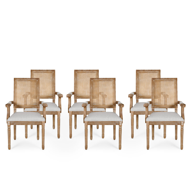 Fauteuils rembourrés Esaias King Louis, Naturel, Gris pale, 6