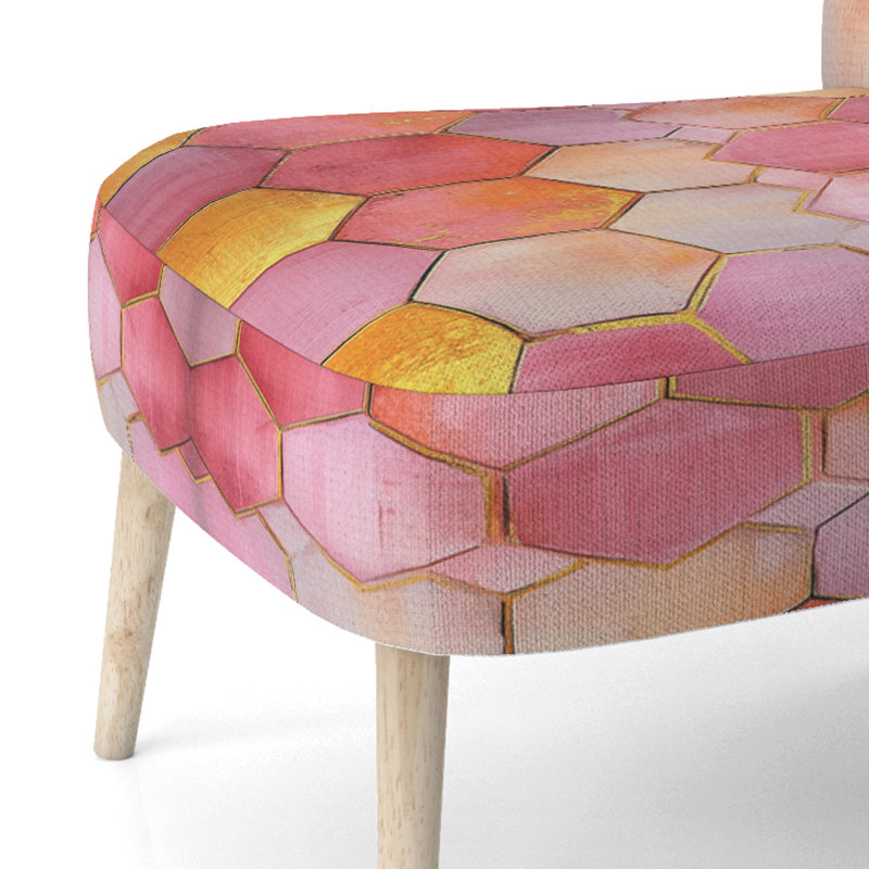 Chaise rembourrée à motif géométrique abstrait, Side Chair Armless