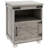 HOMCOM Small Side Table With Storage, Farmhouse End Table With Open Shelf And Cupboard, Modern Sofa Table With Wood Legs For Living Room, Gray