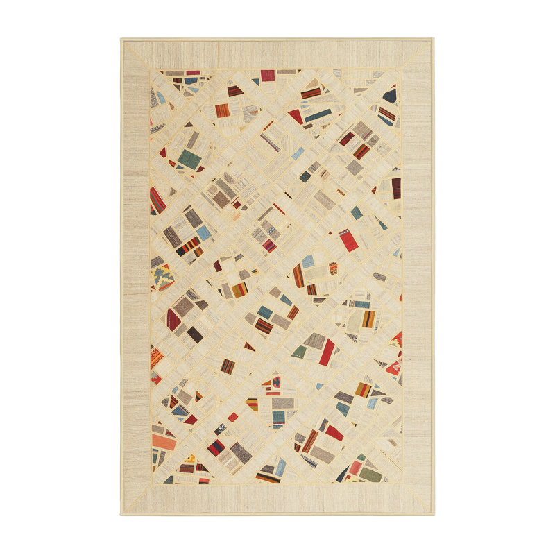 Tapis abstrait brun clair / brun, Rectangle 7 pi x 9 pi