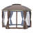 Round Outdoor Gazebo with Double Roof - Patio Canopy Shelter with Netting & Curtains