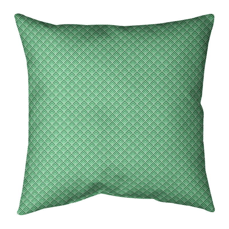 Coussin décoratif en coton géométrique à revers inversé, H 14 po x l 14 po, Bourre en polyester, Vert