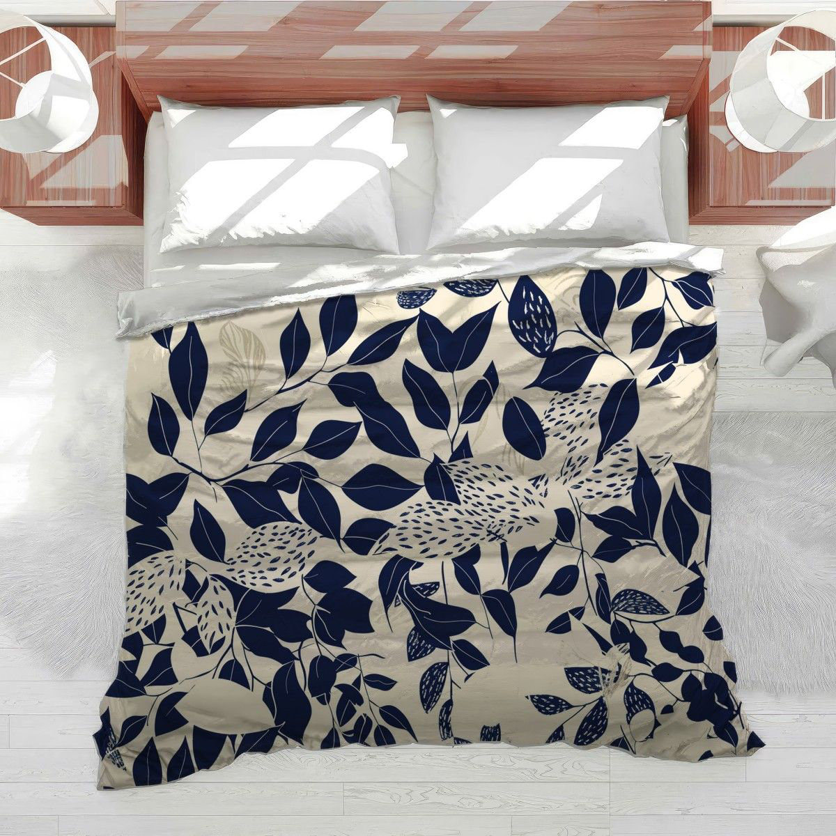 VisionDecor Floral Bedding Nature Motif Comforter Monochrome | Wayfair