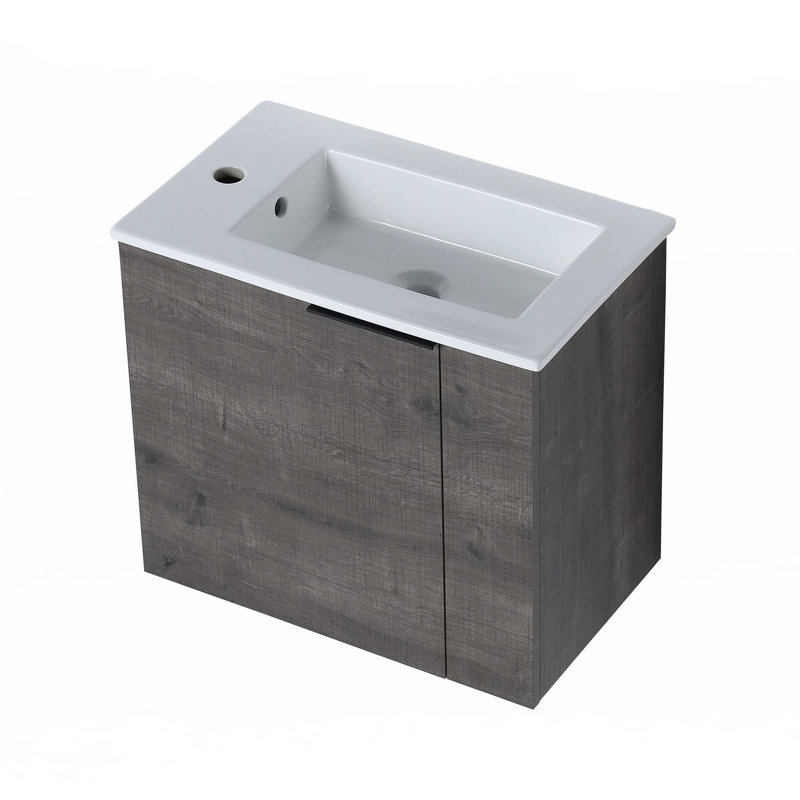 Meuble-lavabo flottant 22 po avec lavabo, Gris