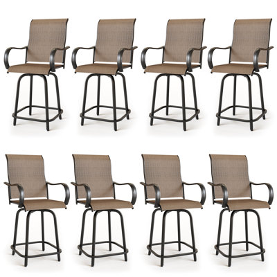 All-Weather PVC-Coated Polyester Swivel Patio Bar Height Stools by Lark Manor