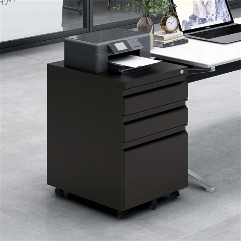 3-Drawer Mobile Filing Cabinet with Lock, Large Storage Capacity for Legal/Letter Size Documents, Metal Construction, Easy Installation