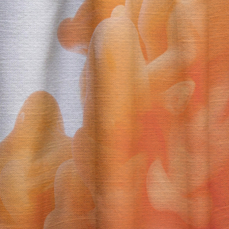 Nuage d'encre orange et noir dansant - Rideau simple semi-transparent abstrait moderne, L 52 po x L 120 po