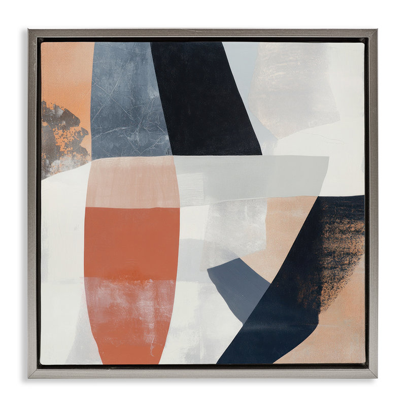 Cadre flottant géométrique Visions Fragmented, design par Mona Grace, H 25 po x l 25 po, Cadre flottant gris lustré