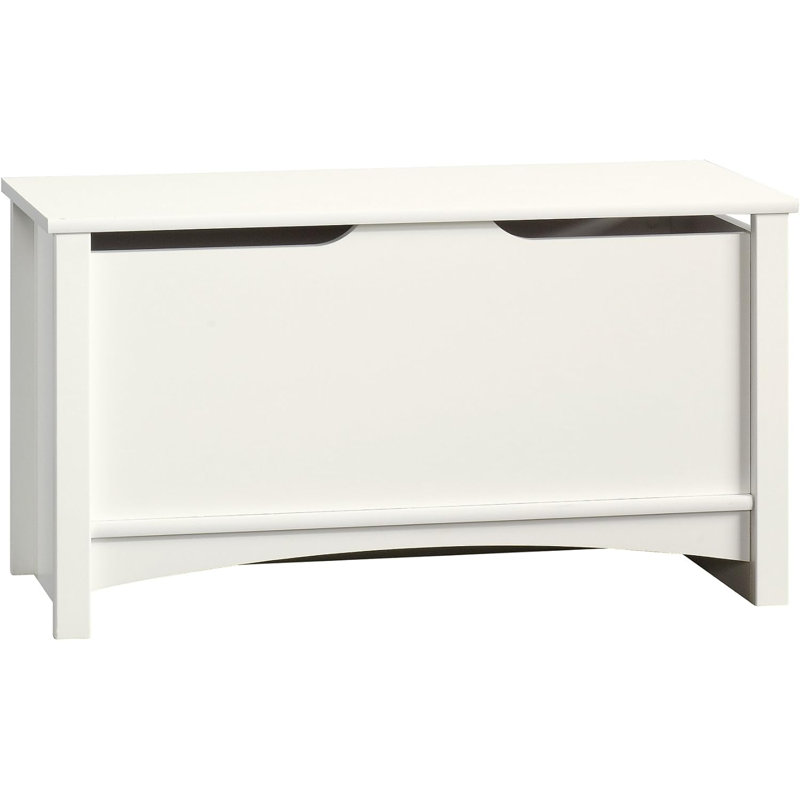 Soft White Wooden Storage Chest with Lid Stay Safety
