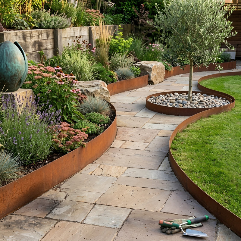 Metal Lawn Edging, 14cm H x 500cm W