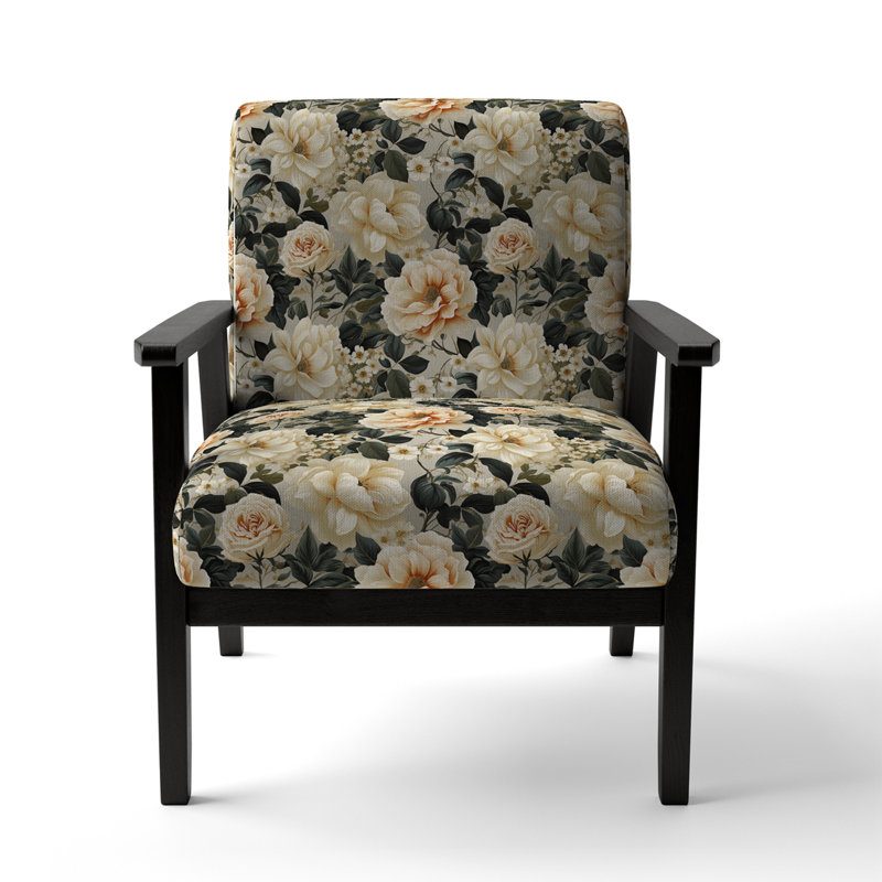 Chaise d'appoint florale Cobalt, Treillis antique rose et beige II