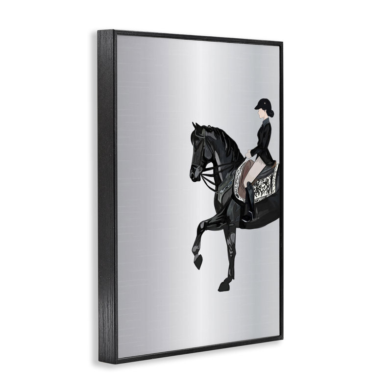 «Silver Rider Jockey Art» par Amelia Noyes, Giclée encadrée noir minuit, H 18 po x l 12 po