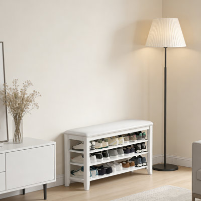 Banc d'entrée pour chaussures avec tablettes réglables