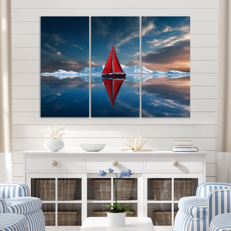 Allasia - Ensemble de salon d'art mural bateau, H 28 po x l 36 po x P 1 po