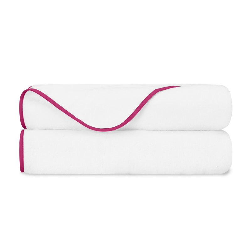 Bodrum 2-pc Bath Towel Set, White/Brilliance Pink