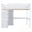 Lit mezzanine double en bois avec garde-robe intégrée, bureau, tablettes de rangement et tiroirs-1177315799