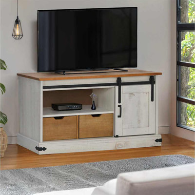 TV Cabinet HALDEN With Sliding Door 110X40x60 Cm Solid Wood
