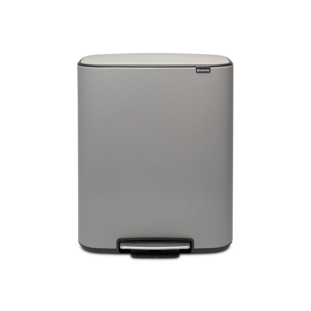 Brabantia Bo 16gal Step-On Trash Can, Mineral Concrete Gray