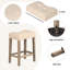 Ensemble de table de bar 59 pouces avec 3 tabourets, prise de courant intégrée, brun chaud et beige, structure rectangulaire en bois massif