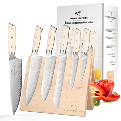 6-Piece Damascus VG10 Knife Set w/Magnetic Block