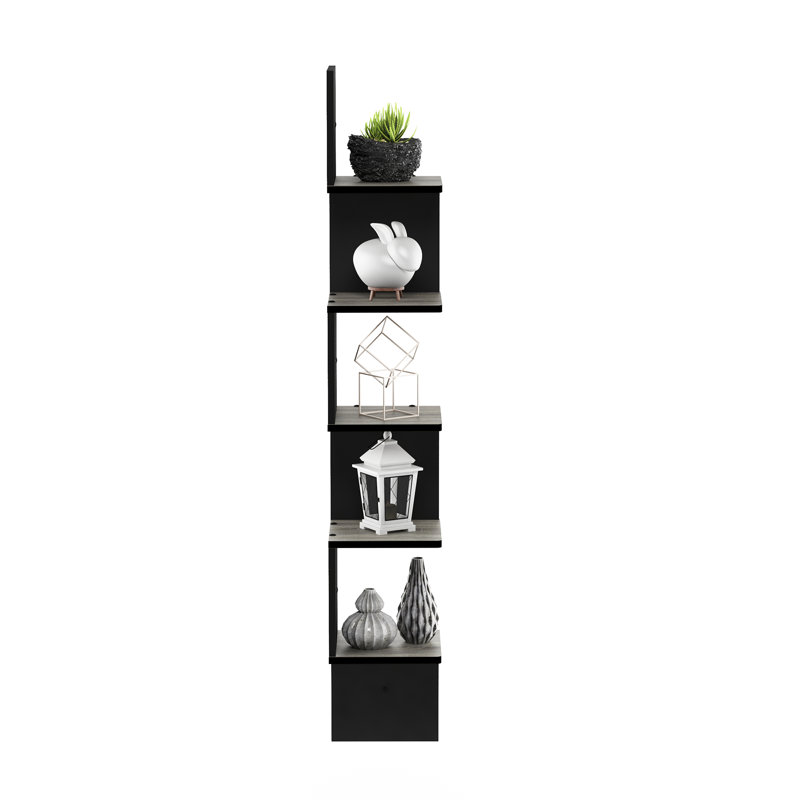5 Piece Corner Shelf, French Oak Grey/Black