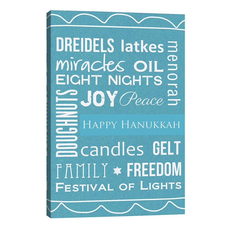 Hanukkah Words by Linda Woods - Wrapped Canvas Print, 66.04 cm H x 45.72 cm W x 1.91 cm D