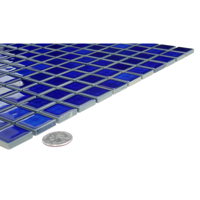 Afloat™ 13" x 13" Porcelain Mosaic Sheet, Indigo