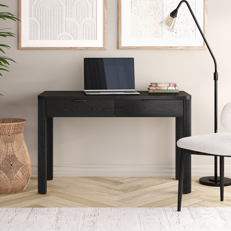 Bureau rectangulaire cannelé de 48 po de largeur Lonsdale, Grain noir