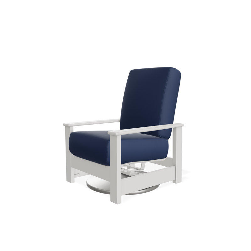 Leeward Polymer Outdoor Lounge Chair, Snow, Canvas Navy Sunbrella® Canvas