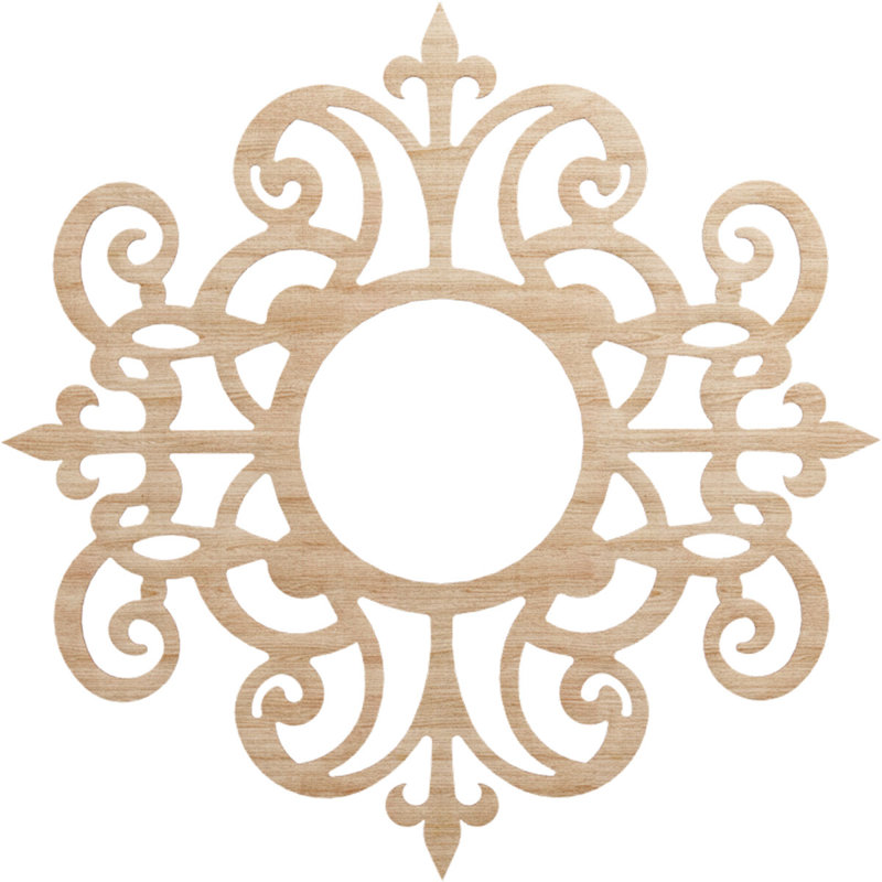 Médaillon de plafond en bois Dijon, Aulne, H 40 po x l 40 po x P 0,25 po