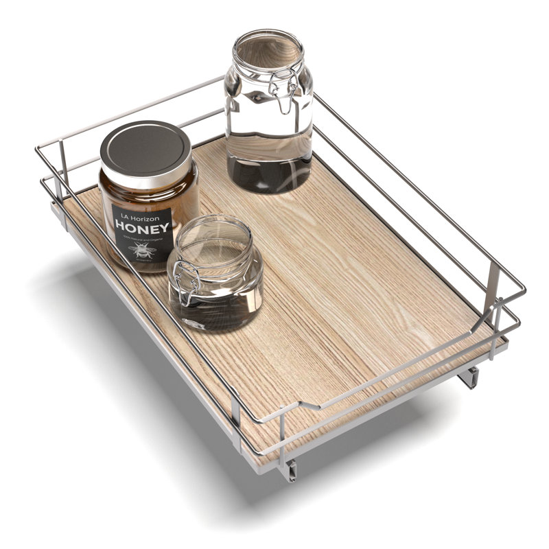 Rangement à 1 niveau pour armoire de cuisine, Argenté / Brun, L 14 po x P 20,7 po