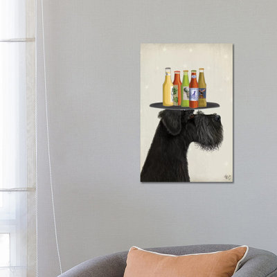 Schnauzer Black Beer Lover by Fab Funky - Wrapped Canvas Gallery-Wrapped Canvas Giclée