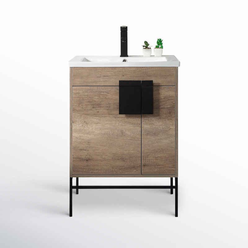 Ensemble de meuble-lavabo simple 24 po Maisie, Noir mat, Gris ombré