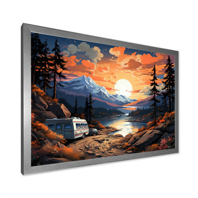 «Camping Van Charm At Sunset», reproduction sur toile