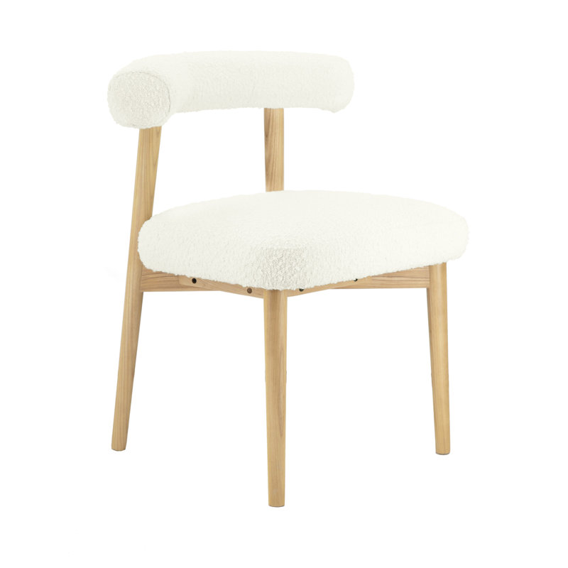 47cm H Boucle Upholstered Side Chair, Natural Ash, Cream