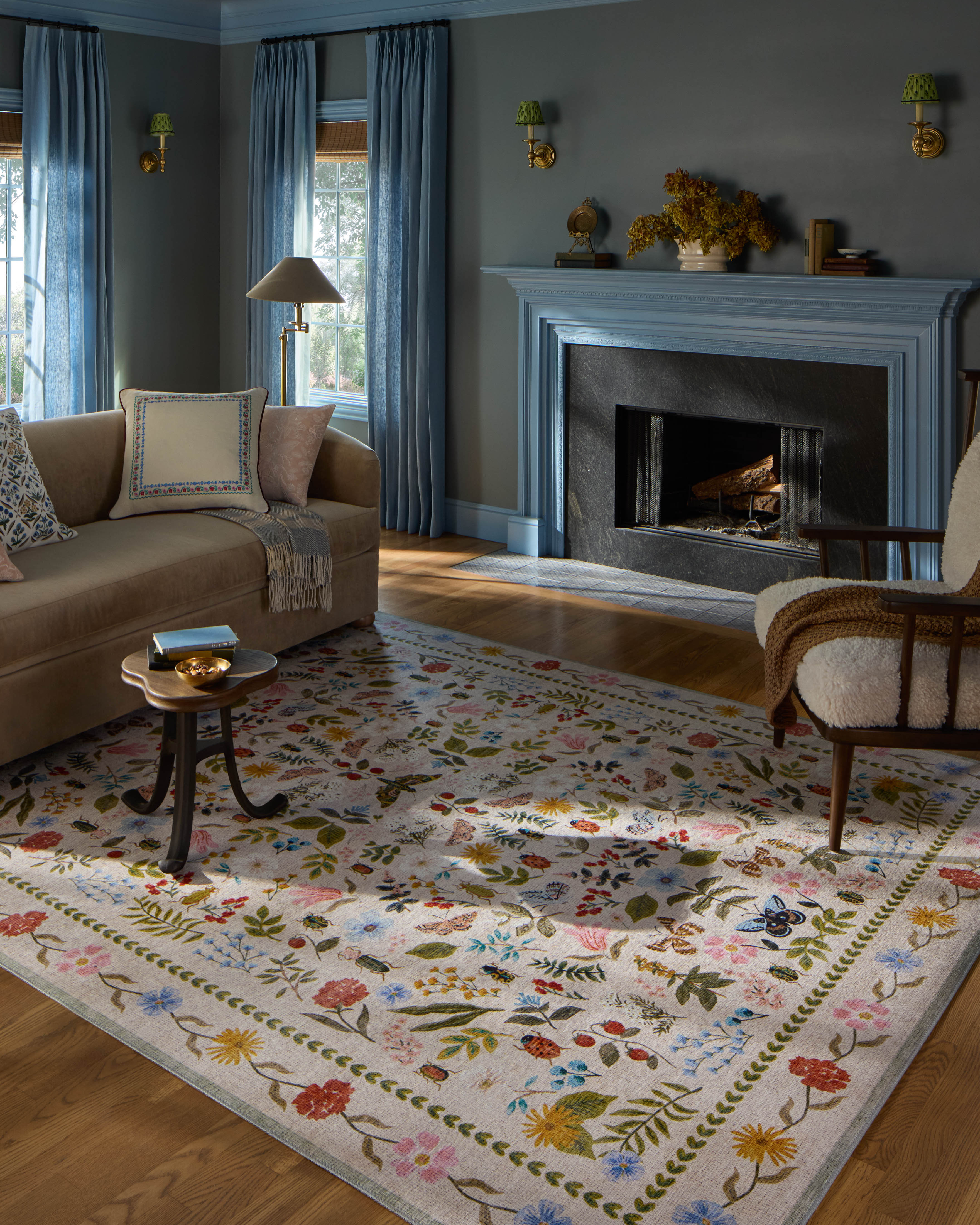 Rectangle 8'6" x 11'6" Rifle Paper Co. x Loloi Canopy Cream Area Rug
