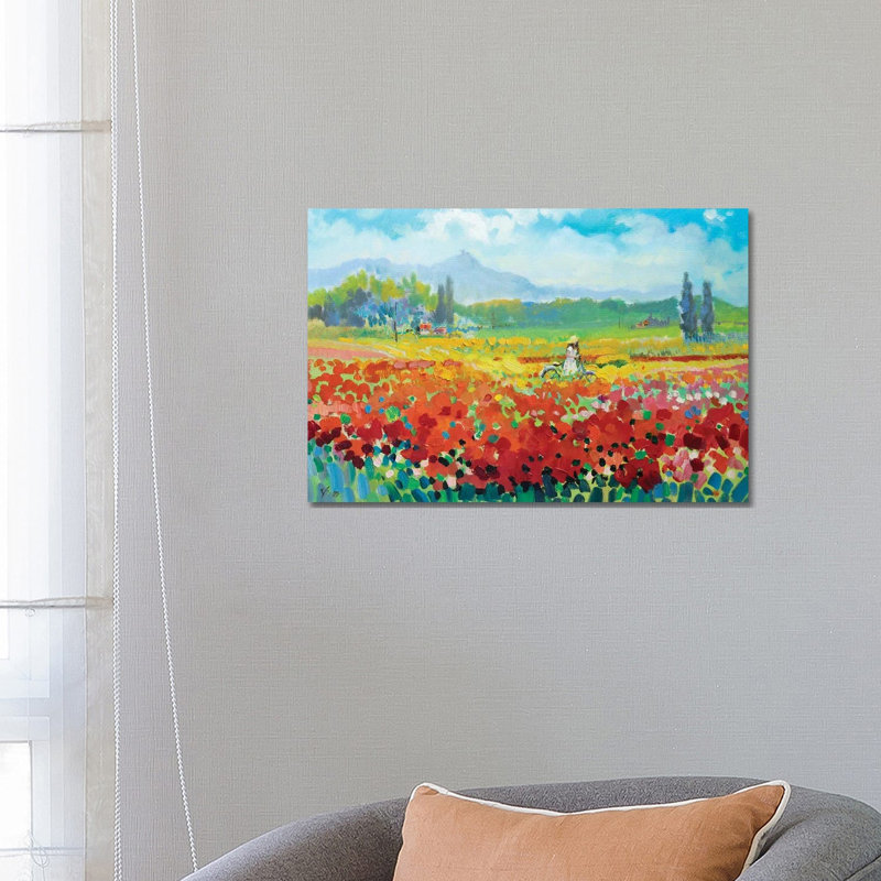 Provence. Poppy Field by Katharina Valeeva - Wrapped Canvas Painting, 66.04 cm H x 45.72 cm W x 3.175 cm D