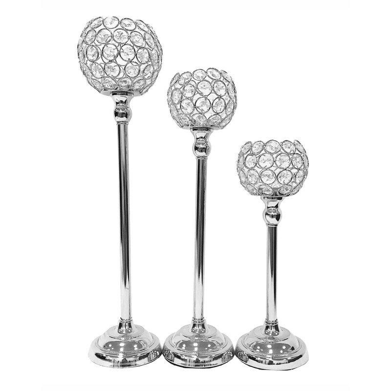 Ensemble de porte-bougie en cristal 3 pièces Rosdorf Park®, Argent