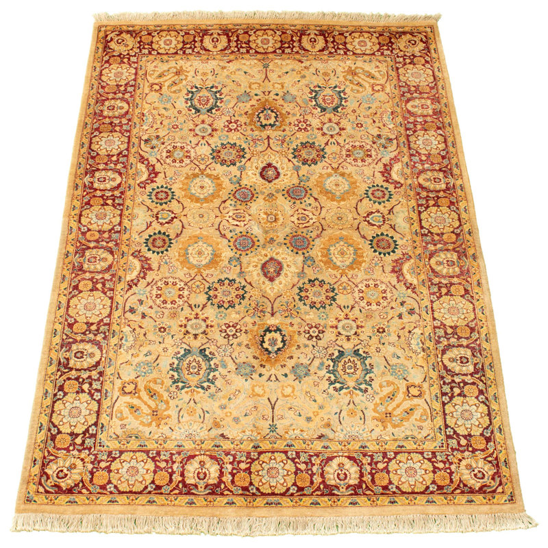 Tapis décoratif en laine noué à la main de conception unique 4 pi 7 po x 7 pi 3 po noué à la main new age