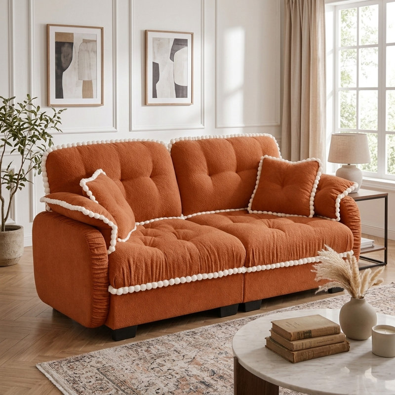 Canapé 70 po Cloud, Chenille orange