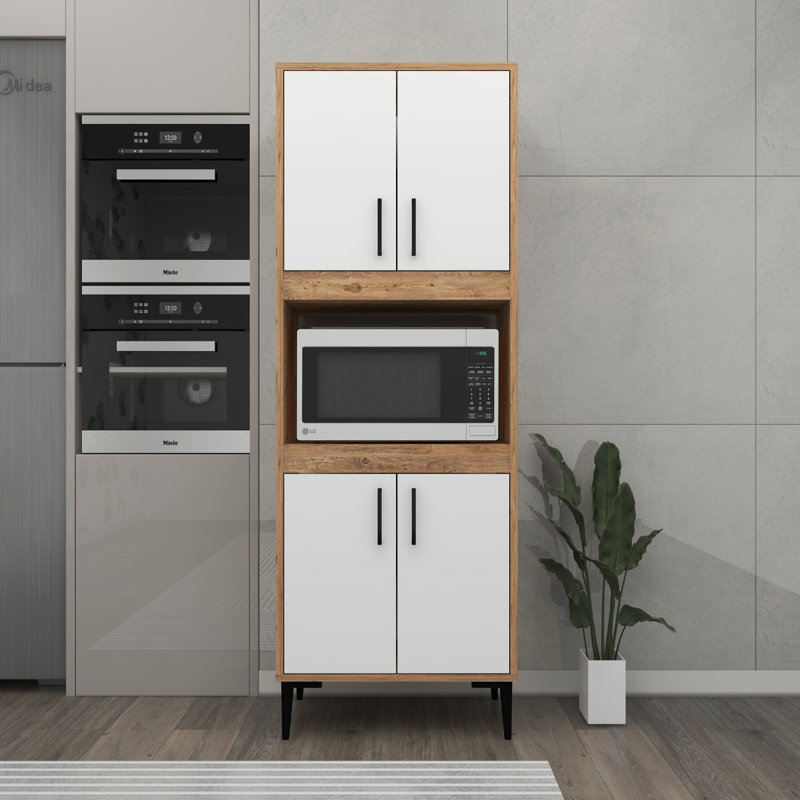 Linesville 168.6Cm H x 60Cm W x 35Cm D Oven Cabinet, Atlantic Pine/White