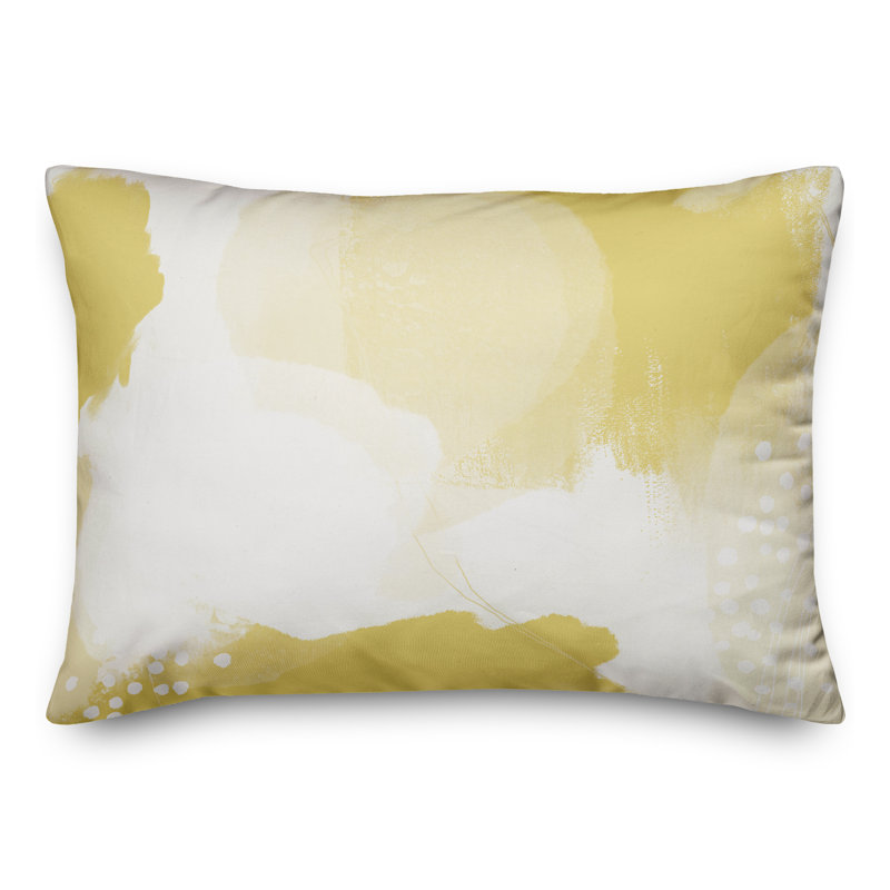 Coussin lombaire intérieur / extérieur abstrait, Jaune